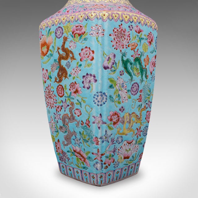 Vintage Famille Rose Display Vase, Oriental, Ceramic, Flower Urn, Art Deco, 1940 For Sale - Image 10 of 12
