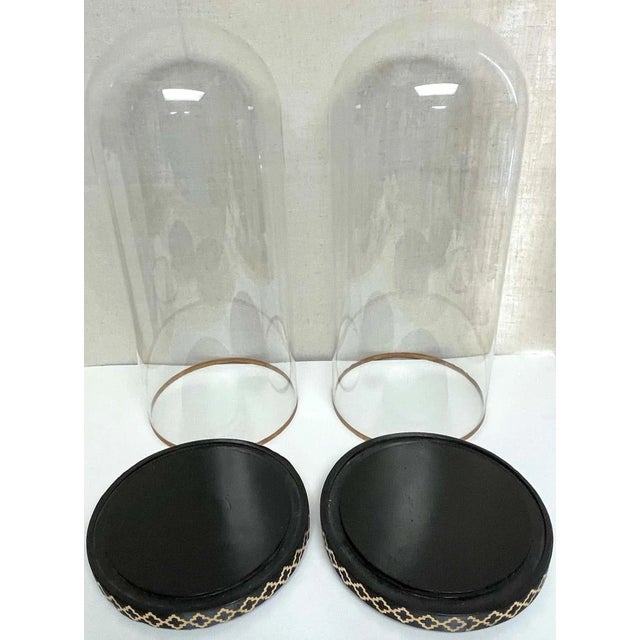 Glass Late 20th Century English Victorian Glass Display Domes/ Cloches with Stands - A Pair For Sale - Image 7 of 13