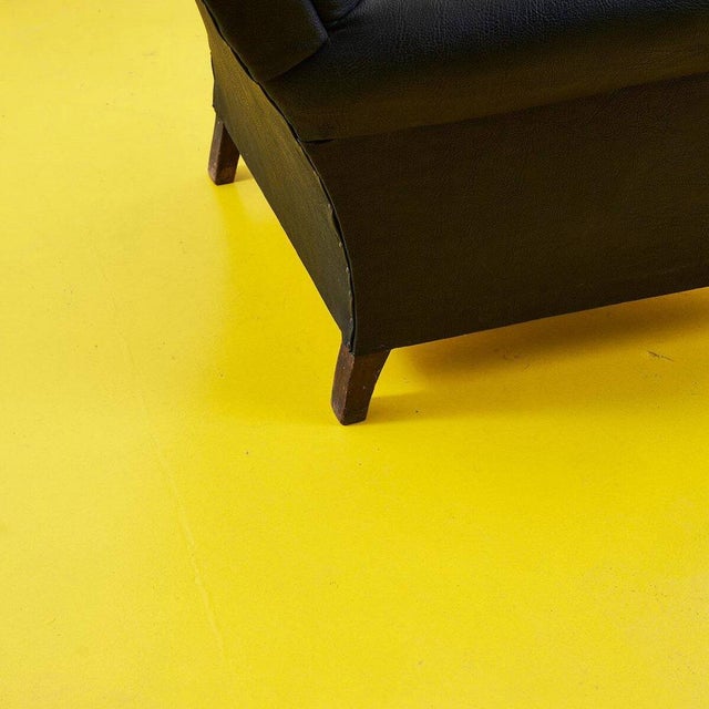 Animal Skin Vintage Chair in Black Leather For Sale - Image 7 of 13