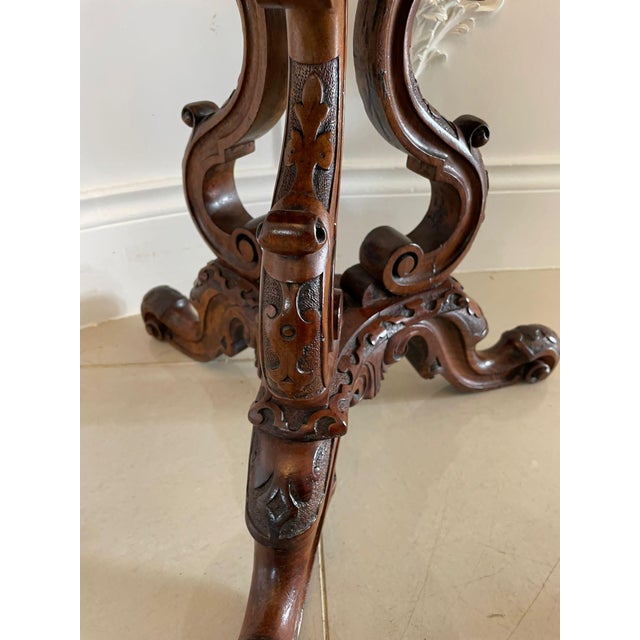 Cream Victorian Carved Walnut Stool For Sale - Image 8 of 9