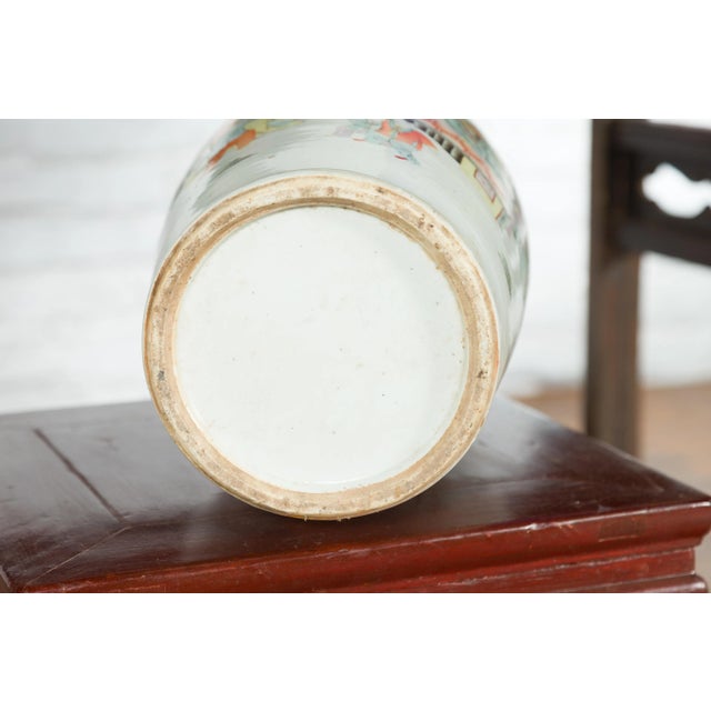 Mid 19th Century Chinese Qing Hand-Painted Figure & Calligraphy Motif Porcelain Vase For Sale In New York - Image 6 of 13