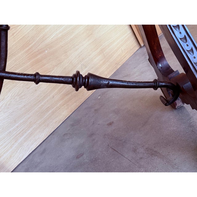 19th Century Ebonized Baroque Spanish Side Table with Lyre Legs For Sale - Image 12 of 18