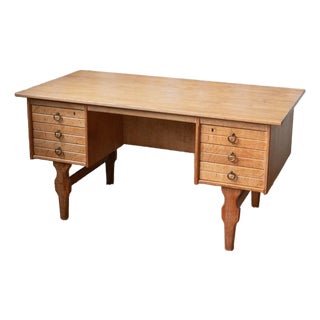 1970s Attributed to Henning Kjaernulf Danish Modern Oak Double Sided Writing Desk For Sale