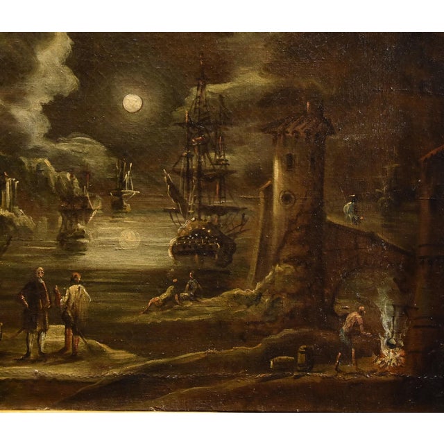 Giovanni Grevenbroeck / Il Solfarolo, View of the Port, 1680, Oil on Canvas For Sale - Image 9 of 17