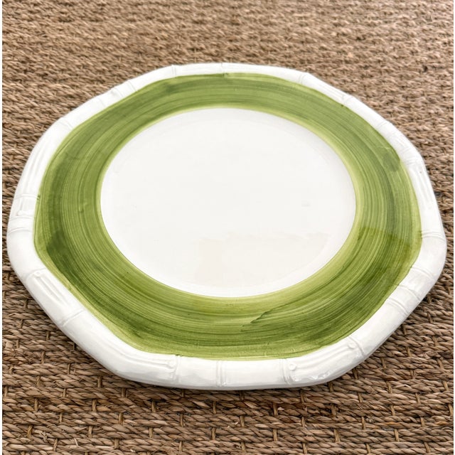 Wood Set/8 Mane Lion Italian Bamboo Dinner Plates/Chargers For Sale - Image 7 of 12