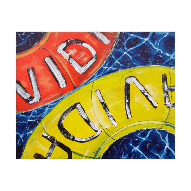 Moisés Villafuerte "Dos Vidas" Blue, Red, and Yellow Contemporary Painting with Texts, 2023 For Sale - Image 4 of 11