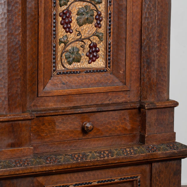 19th Century Large Swedish Hand-Carved and Painted Pine Cabinet With Grape Vine Motif For Sale - Image 9 of 14
