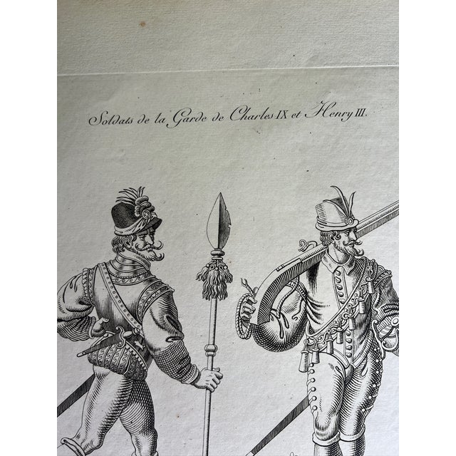 Mid 19th Century Mid 19th Century Etching Reproduction of Soldiers of Charles IX and Henry III by Nicolas Xavier Willemin For Sale - Image 5 of 6