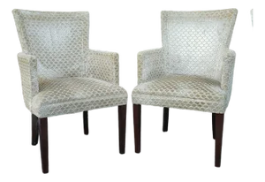 Late 20th Century Pair Hickory Chair Mto Zoffany Ocelot Velvet Upholstered and Walnut Armchairs