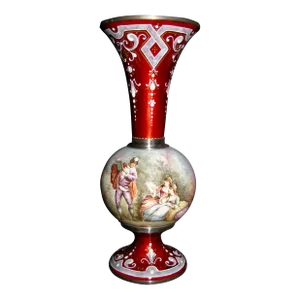 Austrian Vienna Enameled Silver Vase Late 1800 Hundreds