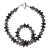 Ajd 24 Inch Matt Black Onyx and Silver Tone Exotics Necklace For Sale