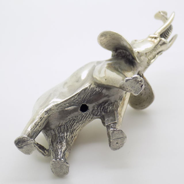 Large Vintage Italian Handmade Sterling Silver Elephant Figurine, Arezzo, Tuscany, Italy, 1980s For Sale - Image 9 of 13