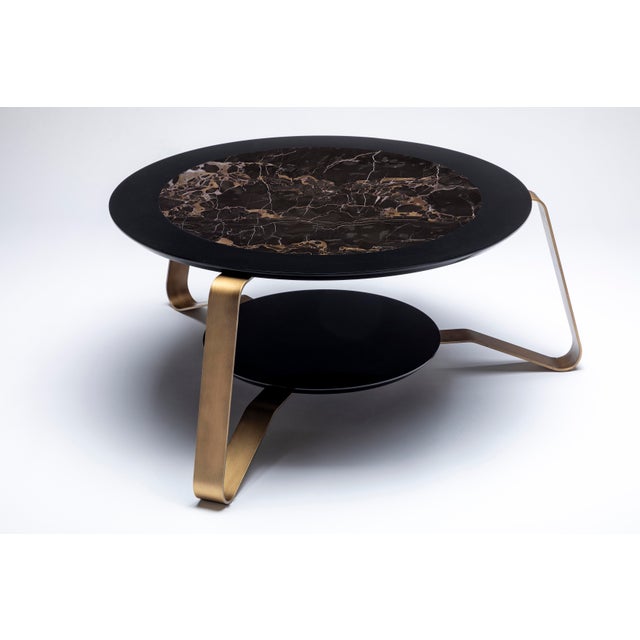 Italian Rigel Coffee Table in Marble, Lacquered Wood and Steel For Sale - Image 4 of 10