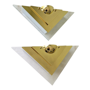 1990's Art Deco Style Lucite & Brass Electric Sconces, a Pair
