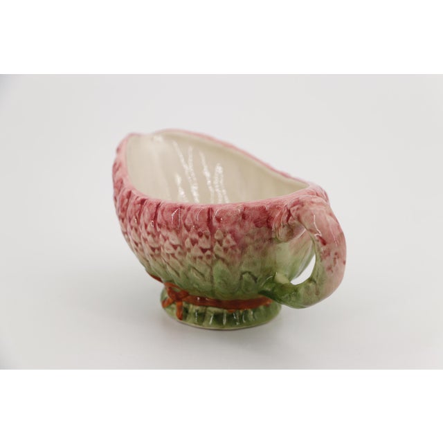 French 1950s Barbotine French Sauce Boat or Gravy Boat, Majolica For Sale - Image 3 of 18