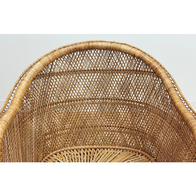 Brown Vintage Woven Wicker Arm Chair For Sale - Image 8 of 10