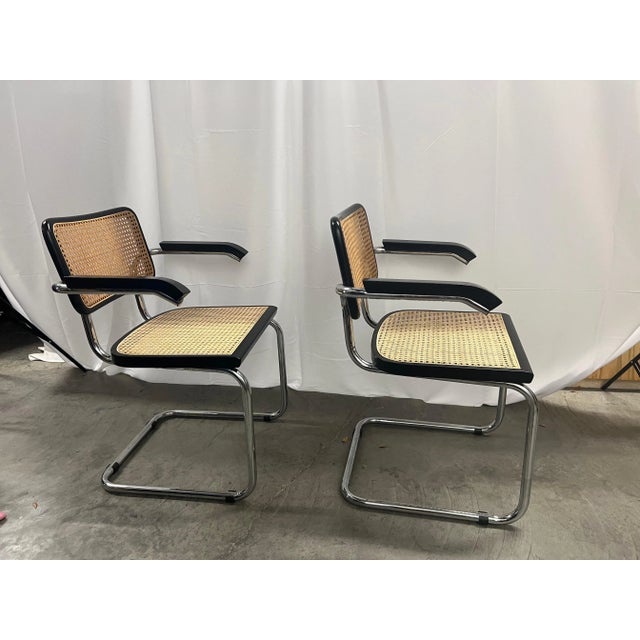 Brown Bahaus Marcel Breuer Attributed Cesca Chairs S64 - A Pair For Sale - Image 8 of 10