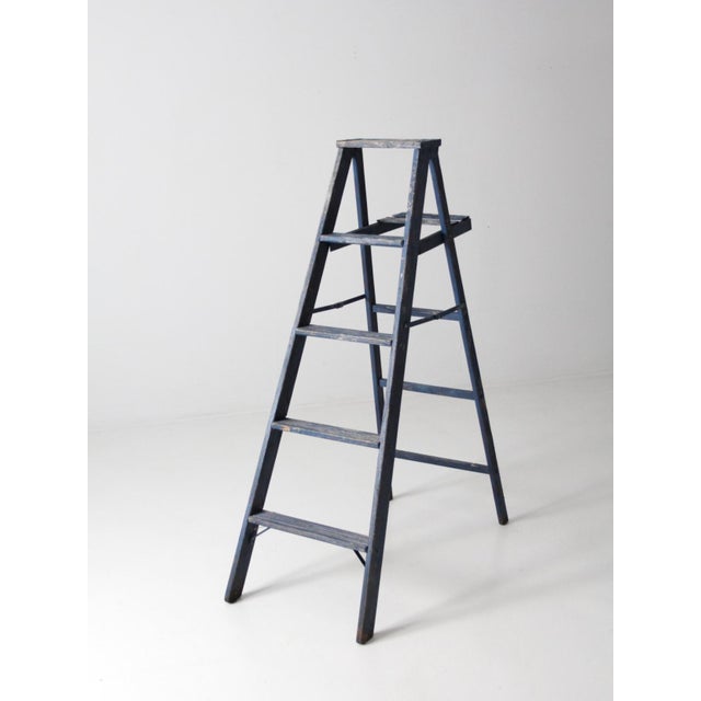 Blue Vintage Blue Wooden Ladder For Sale - Image 8 of 12