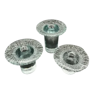 Vintage 1977 Blenko Mushroom Crystal Taper Candlestick Holders Set of 3