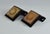 Pair of decorative Mid-Century door handles, dating from circa 1950. Each handle features a square ceramic tile with a...
