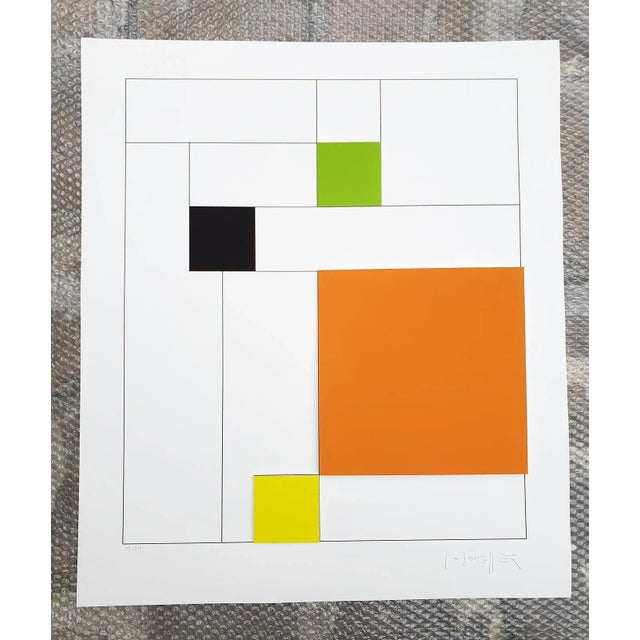 Gottfried Honegger Composition 4 3D squares (orange, green, black, yellow) 2015 Silkscreen print signed in pencil and...