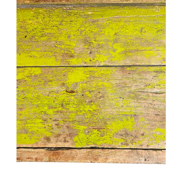 Chartreuse Chartreuse Vintage Colonial Bench For Sale - Image 8 of 8