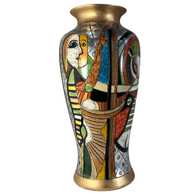 19 In. Tall Vintage Alexander Kalifano Picasso Inspired Vase Two Distinct Abstract Human Profiles. For Sale - Image 10 of 17