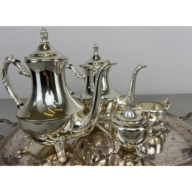 Vintage French Style Coffee Serving Tray with Pot, Set of 5 For Sale - Image 5 of 18