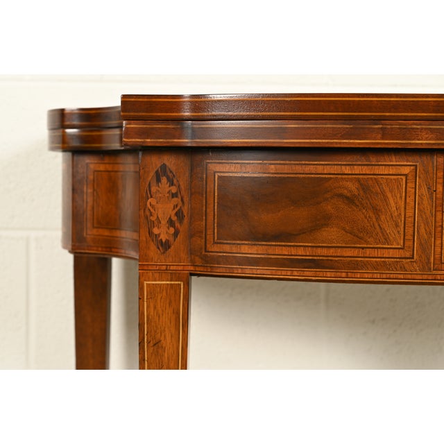 Baker Furniture Federal Inlaid Mahogany Flip-Top Console or Game Table For Sale - Image 9 of 18