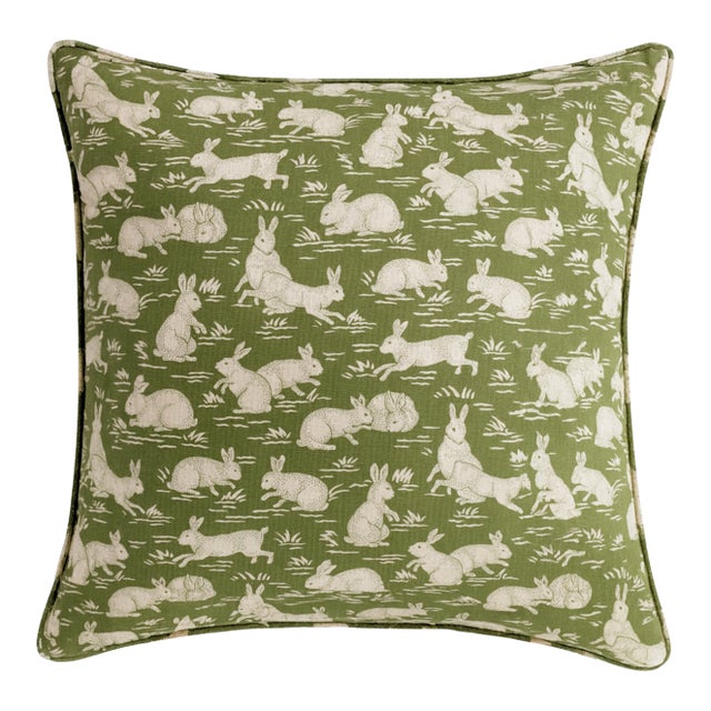 Cottontails Pillow Cover in Green, 20x20 Pillow For Sale