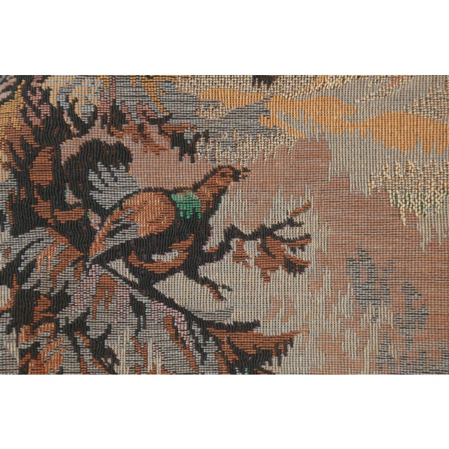 1960s Vintage Alpine Mountain Chalet Deer Woodland Scene Flemish Tapestry For Sale - Image 5 of 18