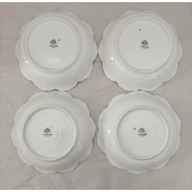 Ceramic Antique Bavarian Porcelain Butter Pats – Royal Crown Bavaria “Malmaison” – Hand Painted Rose Plates, C. 1900 Traditional Victorian - 4pcs For Sale - Image 7 of 8