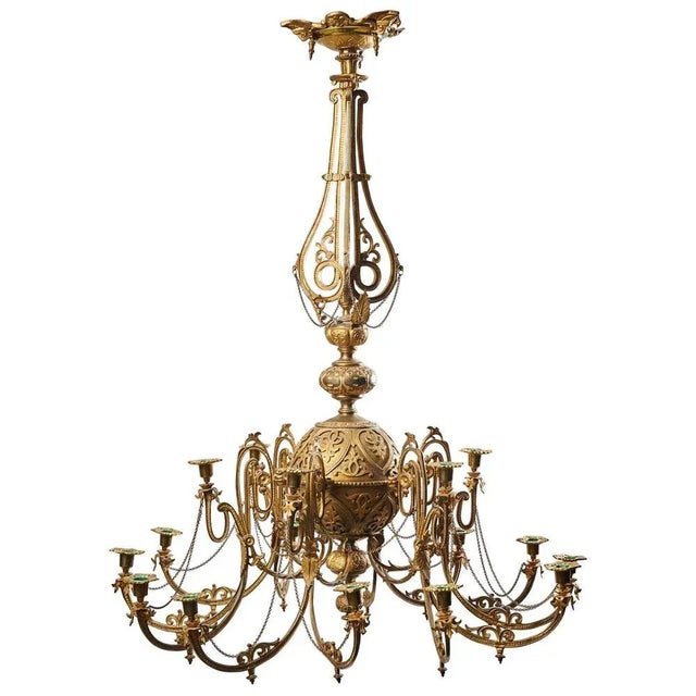 Antique Swedish Chandelier in Bronze For Sale - Image 9 of 9