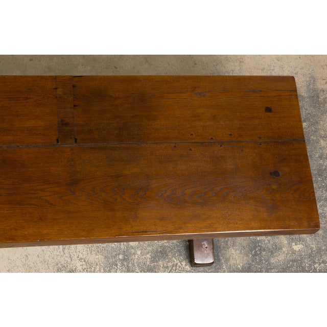 18th Century French Monastery Oak Trestle Dining Table For Sale - Image 9 of 17
