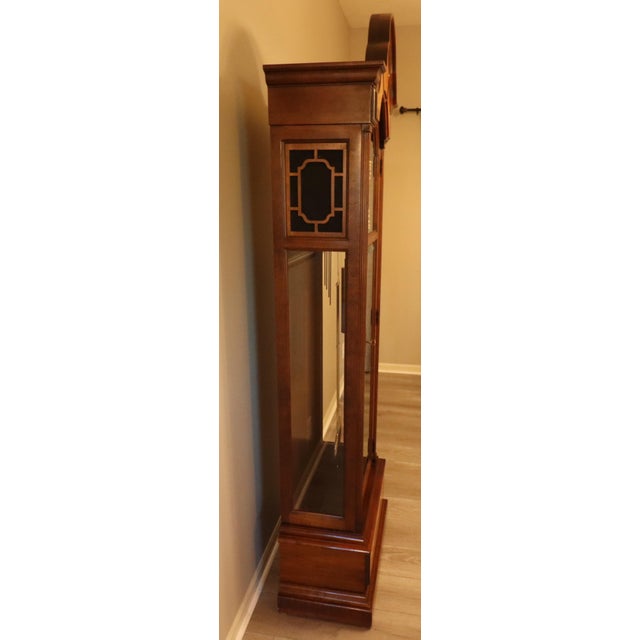 Howard Miller Howard MillerTriple-Chime Grandfather Clock — Burl Walnut Case For Sale - Image 4 of 16