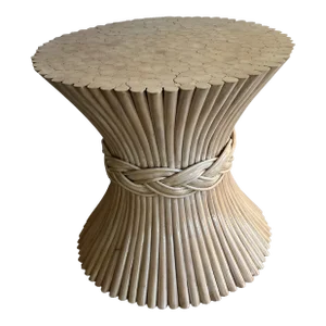 1980s McGuire Style "Sheaf of Wheat" Faux Bamboo Pedestal Table - Side Table - End or Coffee Table Base