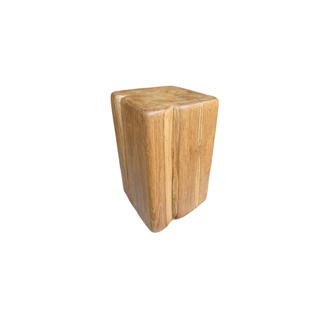 Contemporary Large Reclaimed Teak Wood Side Table or Pedestal Stunning Textures For Sale - Image 3 of 5