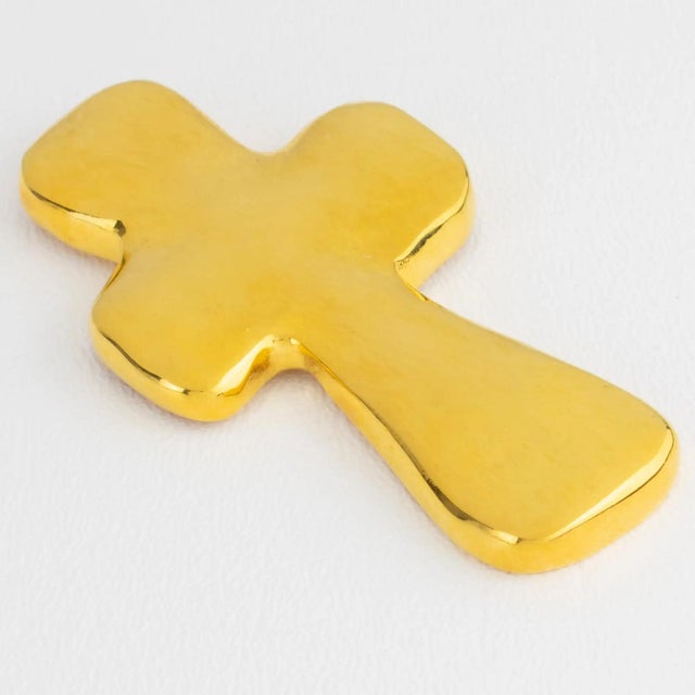 Edouard Rambaud Gilded Metal Cross Brooch For Sale In Atlanta - Image 6 of 10