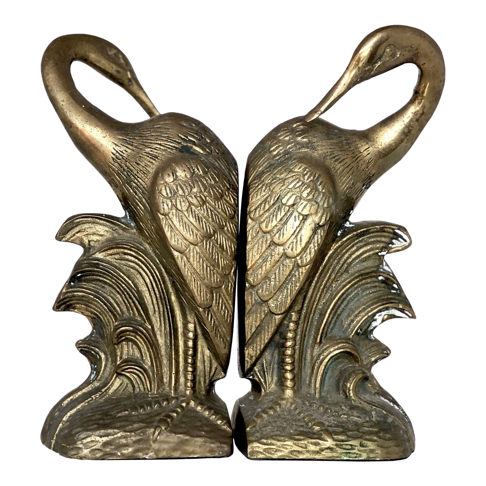 MidCentury Brass Crane Bookends a Pair Chairish