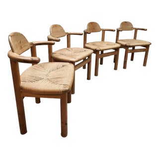 Vintage Papercord Dining Chairs by Rainer Daumiller for Hirtshals Sawmill, 1970s, Set of 4 For Sale