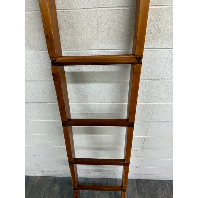 Vintage 86 Inch Solid Pine Blanket Ladder For Sale - Image 4 of 10