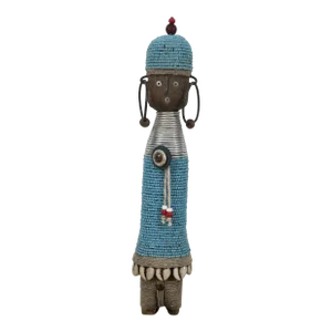 Vintage Beaded African Beaded Namji Fertility Doll Statue