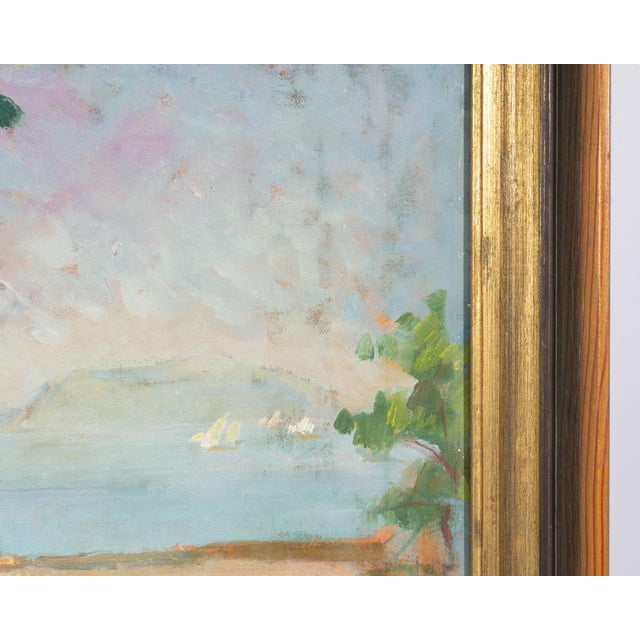 Textile 1946 Oil on Canvas Landscape Painting by Trevisan For Sale - Image 7 of 8