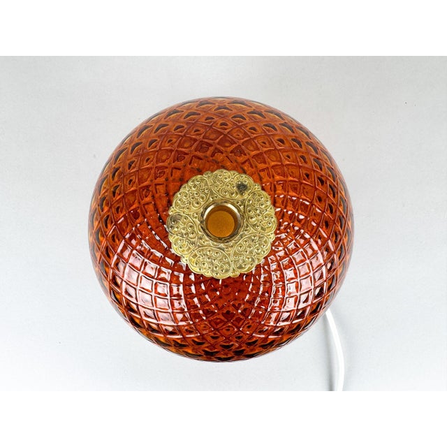 Glass and Brass Table Lamp from Jablonec Glassworks, Former Czechoslovakia, 1960s For Sale - Image 6 of 11