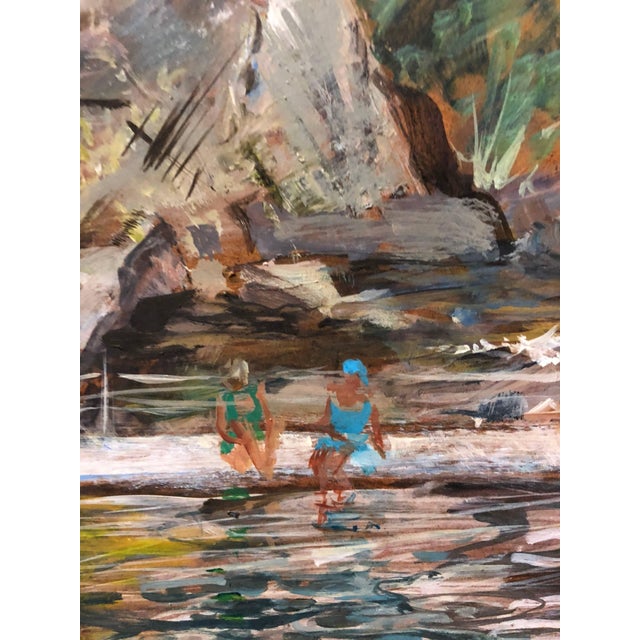 1940s Theresa Berney LoewBathers at the Quarry 1940s American Modernist Oil Painting WPA era For Sale - Image 5 of 5