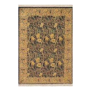 Floral 1990's Heritage Blue/Taupe Wool Rug - 4'1''x6'3'' For Sale