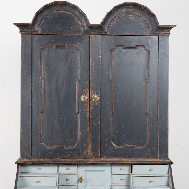 Early 19th Century Early 19th Century Danish Black Painted Oak Baroque Secretary For Sale - Image 5 of 11