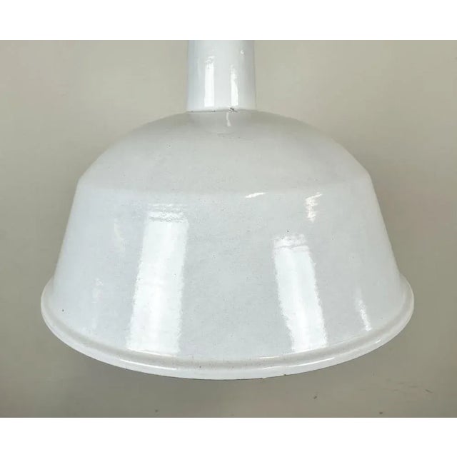 Mid-Century Modern Industrial White Enamel Pendant Lamp from Emax, 1960s For Sale - Image 3 of 13