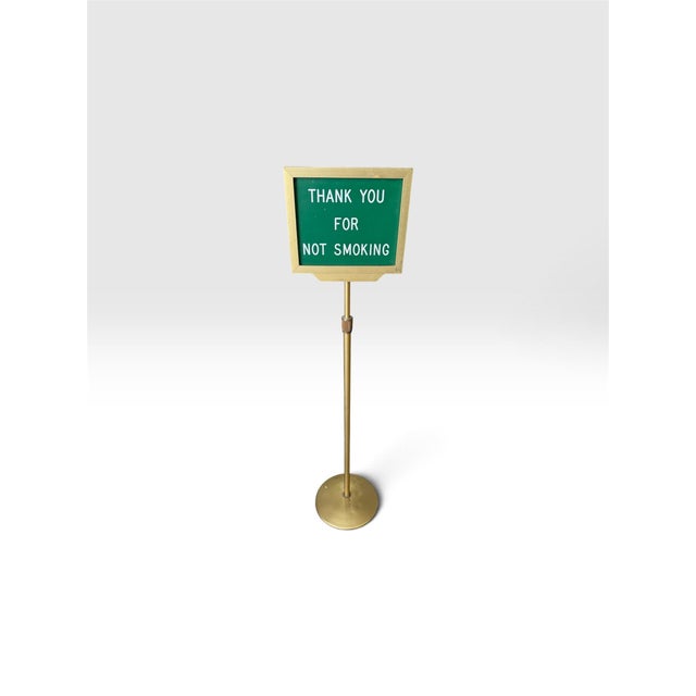 1970s Vintage Adjustable Brass Hotel & Restaurant “Thank You for Not Smoking” Floor Sign For Sale - Image 5 of 9