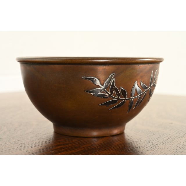 Early 20th Century Heintz Arts & Crafts Sterling Silver on Bronze Footed Bowl For Sale - Image 5 of 15